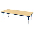 30”x72” Rectangular T-Mold Activity Table, Maple/Blue/Chunky