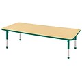 30”x72” Rectangular T-Mold Activity Table, Maple/Green/Chunky