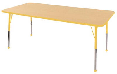 36”x72” Rectangular T-Mold Activity Table, Maple/Yellow/Toddler Ball