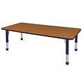 36”x72” Rectangular T-Mold Activity Table, Oak/Navy/Chunky