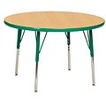 30” Round T-Mold Activity Table, Maple/Green/Standard Swivel