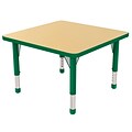 30” Square T-Mold Activity Table, Maple/Green/Chunky