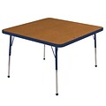 30” Square T-Mold Activity Table, Oak/Navy/Toddler Ball