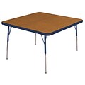 30” Square T-Mold Activity Table, Oak/Navy/Toddler Swivel