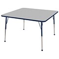 48” Square T-Mold Activity Table, Grey/Navy/Standard Ball