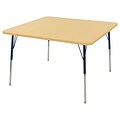 48” Square T-Mold Activity Table, Maple/Maple/Navy/Standard Swivel