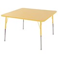 48” Square T-Mold Activity Table, Maple/Yellow/Standard Swivel