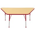 30”x60” Trapezoid T-Mold Activity Table, Maple/Red/Toddler Ball