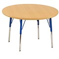 30” Round T-Mold Activity Table, Maple/Maple/Blue/Standard Swivel