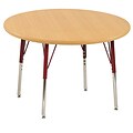 30” Round T-Mold Activity Table, Maple/Maple/Red/Standard Swivel