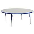 60” Round T-Mold Activity Table, Grey/Blue/Toddler Swivel