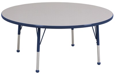60” Round T-Mold Activity Table, Grey/Navy/Standard Ball