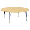 60” Round T-Mold Activity Table, Maple/Maple/Blue/Toddler Swivel