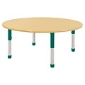 60” Round T-Mold Activity Table, Maple/Maple/Green/Chunky