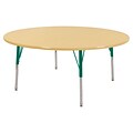 60” Round T-Mold Activity Table, Maple/Maple/Green/Standard Swivel