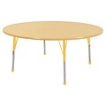 60” Round T-Mold Activity Table, Maple/Maple/Yellow/Standard Ball