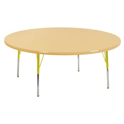 60” Round T-Mold Activity Table, Maple/Maple/Yellow/Toddler Swivel