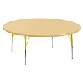 60” Round T-Mold Activity Table, Maple/Maple/Yellow/Toddler Swivel