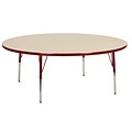 60” Round T-Mold Activity Table, Maple/Red/Toddler Swivel