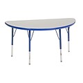 24”x48” Half Round T-Mold Activity Table, Grey/Blue/Toddler Swivel