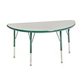 24”x48” Half Round T-Mold Activity Table, Grey/Green/Toddler Swivel