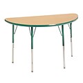 24”x48” Half Round T-Mold Activity Table, Maple/Green/Toddler Swivel