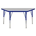 24”x48” Trapezoid T-Mold Activity Table, Grey/Blue/Toddler Swivel