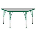 24”x48” Trapezoid T-Mold Activity Table, Grey/Green/Standard Ball