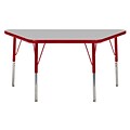 24”x48” Trapezoid T-Mold Activity Table, Grey/Red/Standard Swivel
