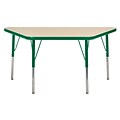 24”x48” Trapezoid T-Mold Activity Table, Maple/Green/Standard Swivel