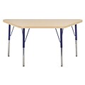 24”x48” Trapezoid T-Mold Activity Table, Maple/Maple/Navy/Standard Swivel