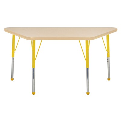 24”x48” Trapezoid T-Mold Activity Table, Maple/Maple/Yellow/Toddler Ball