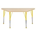 24”x48” Trapezoid T-Mold Activity Table, Maple/Maple/Yellow/Toddler Ball
