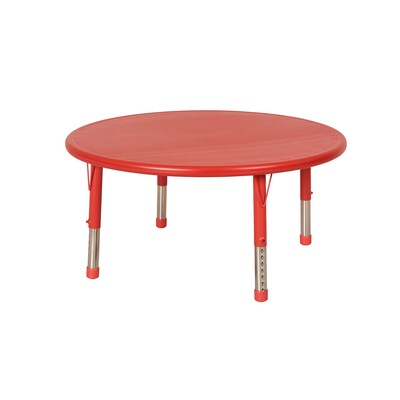 ECR4Kids 45 Round Resin Adjustable Activity Table, Red (ELR-14406-RD)