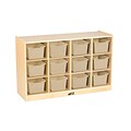 ECR4Kids Birch 12 Cubby Tray Cabinet with Sand Colored Bins (ELR-17252-SD)