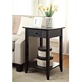 Convenience Concepts Inc. American Heritage End Table w/Drawer and Shelf Black Finish (7103049-BL)