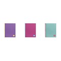 Miquelrius Contrast Fashion Lilac, Pink, & Turquoise 1-subject Notebooks, College Ruled, 8.5 x 11, 3/Pack (49869)