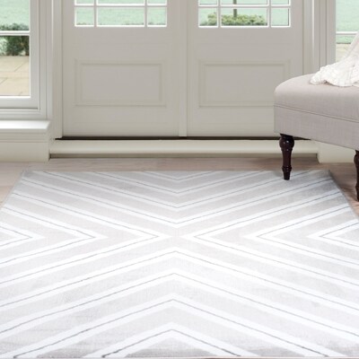 Lavish Home Kaleidoscope Area Rug 8x10- Grey & White (62-2028A-21-810)