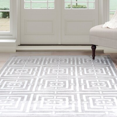 Lavish Home Athens Area Rug - Grey & White - 5x77 (62-2039A)
