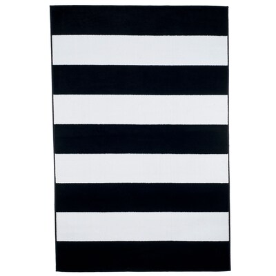 Lavish Home Breton Stripe Area Rug - Black & White - 4x6 (62-2040A-25-46)