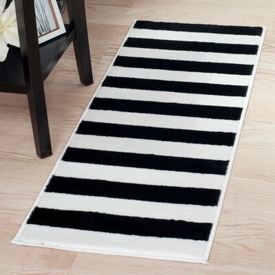 Lavish Home Breton Stripe Rug - Black & White - 18x5 (62-2040A-25-187)