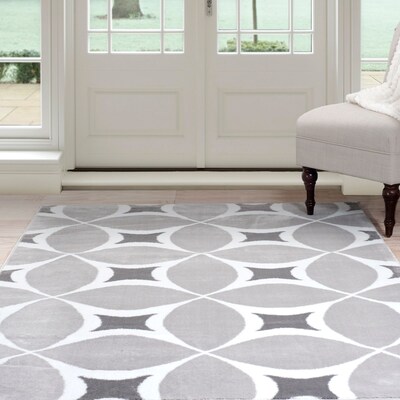 Lavish Home Jane Area Rug 8'x10' - Grey & White (62-2176A-810)