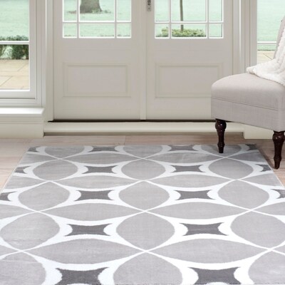 Lavish Home Jane Area Rug 8x10 - Grey & White (62-2176A-810)