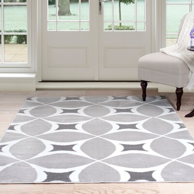 Lavish Home Jane Area Rug 8'x10' - Grey & White (62-2176A-810)