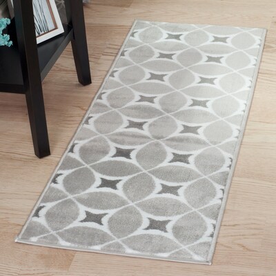Lavish Home Geometric Area Rug - Grey & White - 18x5 (62-2176A-187)