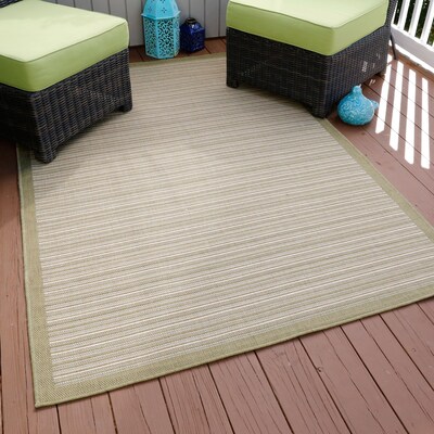 Lavish Home Casual Stripe Indoor/Outdoor Area Rug - Green - 5x77 (62-30529-G)