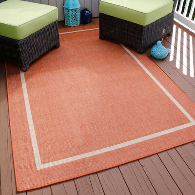 Lavish Home Border Indoor/Outdoor Area Rug - Orange - 5x77 (62-4328-T)