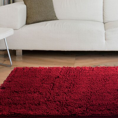 Lavish Home High Pile Shag Rug Carpet - Burgundy - 21 x 36  (67-12-BU)