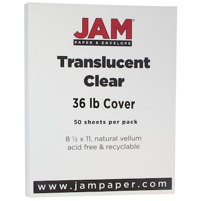 JAM Paper® Translucent Vellum Cardstock, 8.5 x 11, 36lb Clear, 50/pack  (1566)