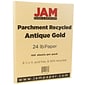 JAM Paper® Parchment Colored Paper, 24 lbs., 8.5" x 11", Antique Gold Recycled, 100 Sheets/Pack (27160)